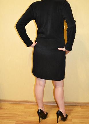 Черное стрейчевое платье zara в рубчик6 фото