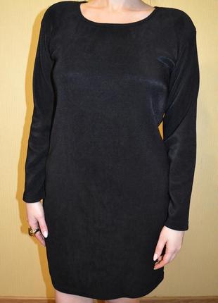 Черное стрейчевое платье zara в рубчик8 фото