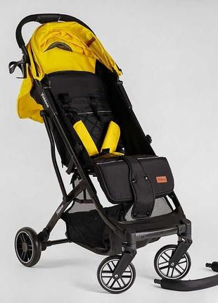 Коляска книжка прогулочная детская с чехлом на ножки и подстаканником joy fabiana 73003, цвет желтый2 фото