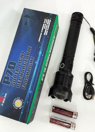 Мощный фонарик аккумуляторный тактический x-balog bl-x92-p70 с зарядкой от usb, тактичный фонарь2 фото