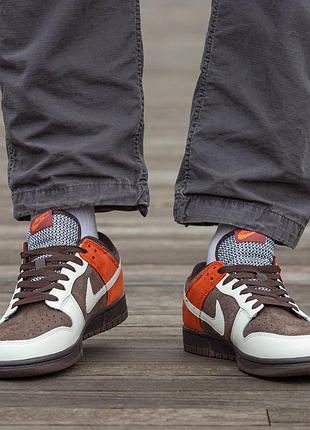 Мужские кроссовки nike sb dunk velvet GREEN-RED and rugged orange4 фото