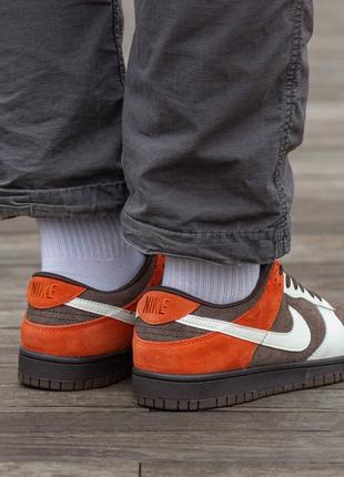 Мужские кроссовки nike sb dunk velvet GREEN-RED and rugged orange6 фото