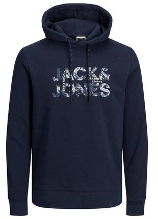 Худі теплий jack & jones на флісі s-2xl синій1 фото