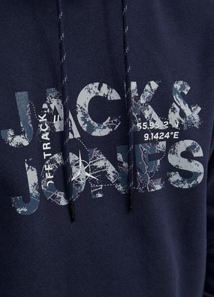 Худи теплый jack & jones на флисе s-2xl синий6 фото