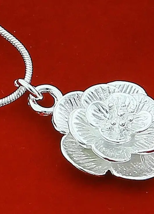 Цепочка с кулоном цветок покрытие серебро код 13743 фото