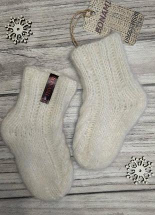 Детские шерстяные носочки из бейби альп - вязаные зимние носки на 6-18 месяцев1 фото