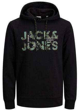 Худи теплый jack & jones на флисе s-2xl черный