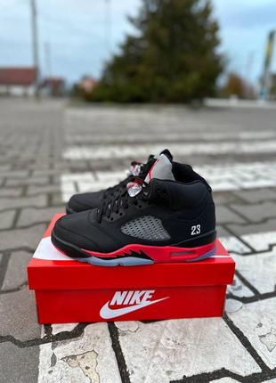 Чоловічі зимові кросівки nike air jordan retro 5 black fur