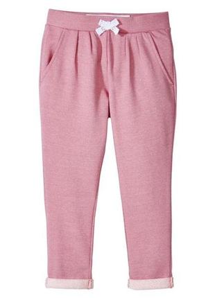 Розовые трикотажные штаны - джоггеры двунитка на девочек 2 - 4 года, р. 98 - 104, lupilu