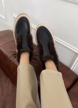 Лофери з хутром з норкою зимові