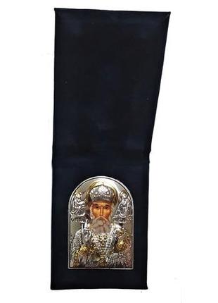 Греческая иконка-складень silver axion святой николай чудотворец ep1-009wag/p 6x8 см
