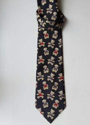 Шелковый галстук с мишками винтаж