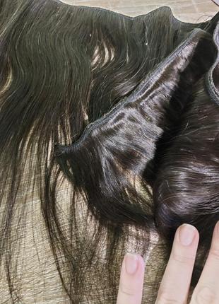 Волосы для наращивания тресса лента 140см 35см длина 65г цвет шатен