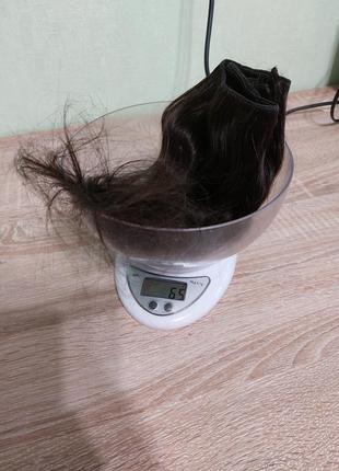 Волосся для нарощування треси стрічка 140см 35см довжина 65г колір шатен4 фото