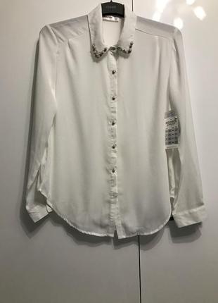 Белая шифоновая блуза рубашка2 фото