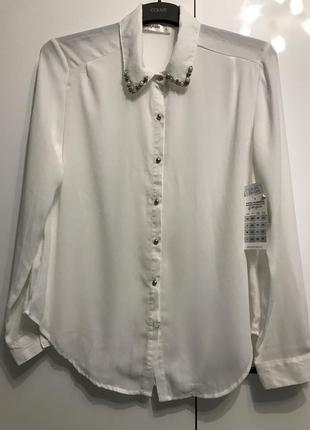 Белая шифоновая блуза рубашка3 фото