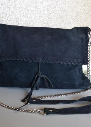 Zara кожаная замшевая сумка  шанелька .3 фото