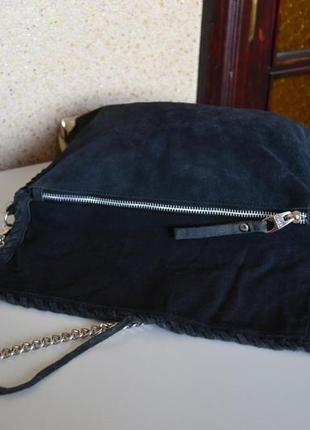 Zara кожаная замшевая сумка  шанелька .8 фото