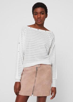 Білосніжний смугастий джемпер allsaints elle stripe jumper 🛍️1+1=3🛍️