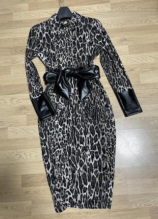 Кардиган body flirt леопард, платье классно с поясом6 фото