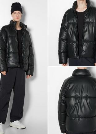 Мужская куртка bershka faux leather padded jacket.1 фото