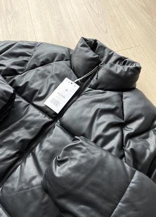 Мужская куртка bershka faux leather padded jacket.4 фото