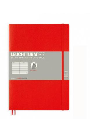 Блокнот leuchtturm1917 composition (b5), мягкая обложка, красный, линия (349306)