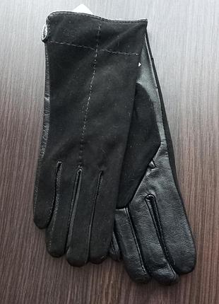 Перчатки женские замша+кожа
