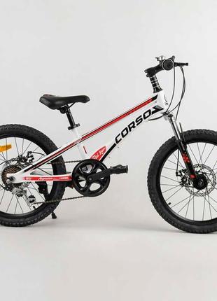 Велосипед спортивный детский 20’’ corso «speedline» mg-56818 с магниевой рамой, shimano revoshift, 7 скоростей