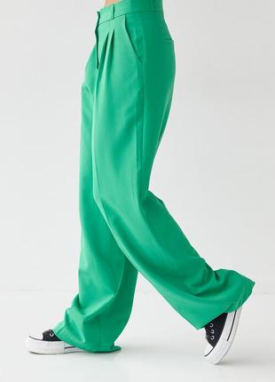 Женские свободные брюки со стрелками qu style - зеленый цвет, xs/s (есть размеры)5 фото