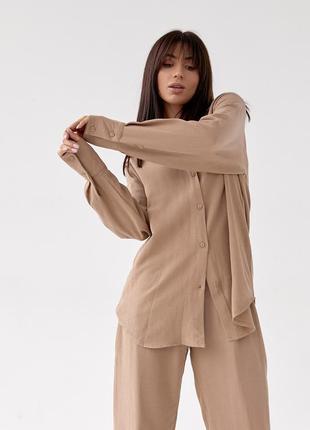 Жіночий костюм зі штанами та сорочкою barley — кавовий колір, s (є розміри)2 фото