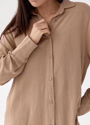 Жіночий костюм зі штанами та сорочкою barley — кавовий колір, s (є розміри)3 фото