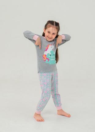 Детская пижама | 100% хлопок | демисезон | 92, 98,104, 110, 116 | очень приятная к телу для дівчинки smil 104522 сірий меланж3 фото