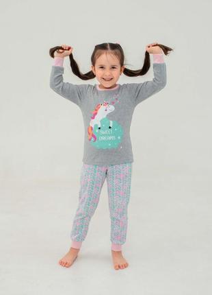 Детская пижама | 100% хлопок | демисезон | 92, 98,104, 110, 116 | очень приятная к телу для дівчинки smil 104522 сірий меланж2 фото