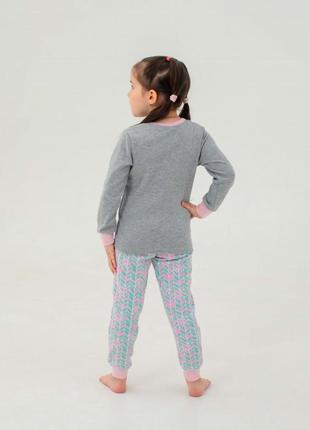 Детская пижама | 100% хлопок | демисезон | 92, 98,104, 110, 116 | очень приятная к телу для дівчинки smil 104522 сірий меланж4 фото