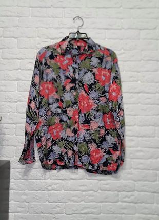 Фирменная очень красивая натуральная блуза рубашка l