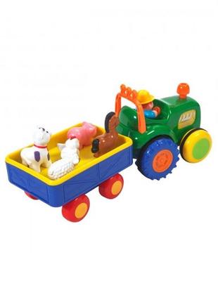 Іграшка на колесах - трактор з трейлером (українською)