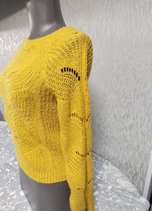 Ажурный свитер желто-горчичного цвета2 фото