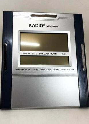 Електронний багатофункціональний будильник kadio kd-3810n, настільний електронний годинник10 фото