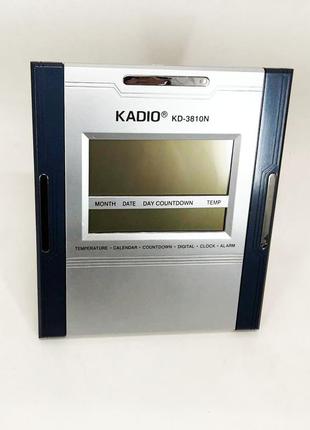 Електронний багатофункціональний будильник kadio kd-3810n, настільний електронний годинник9 фото