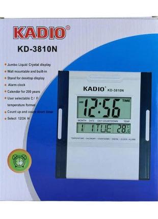 Електронний багатофункціональний будильник kadio kd-3810n, настільний електронний годинник3 фото