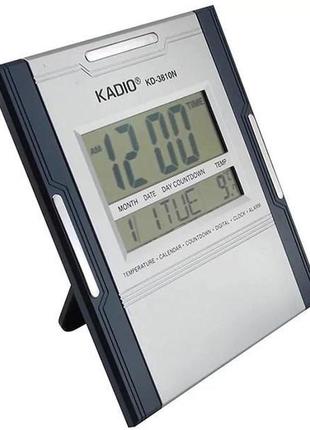 Електронний багатофункціональний будильник kadio kd-3810n, настільний електронний годинник7 фото