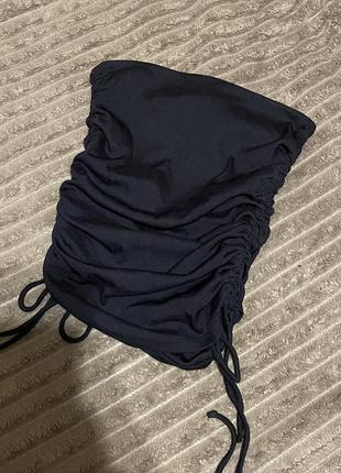 Черная юбка в рубчик с завязками s-m1 фото