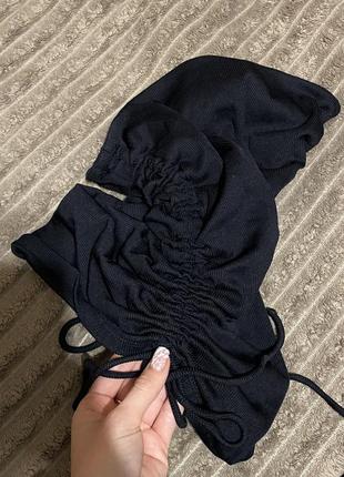 Черная юбка в рубчик с завязками s-m4 фото
