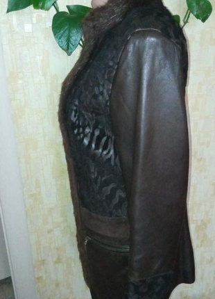 Натуральная кожа + норка куртка/кожаная курточка6 фото