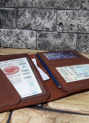 Чохол з натуральної шкіри ручної роботи для документів d16-210+450
