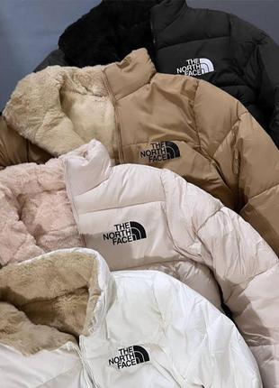 Теплая зимняя куртка пуховик tnf на меху