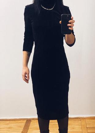 Чорне базове оксамитове велюрове плаття сукня  водолазка готичне2 фото