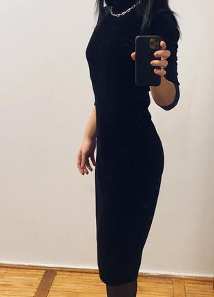 Чорне базове оксамитове велюрове плаття сукня  водолазка готичне3 фото