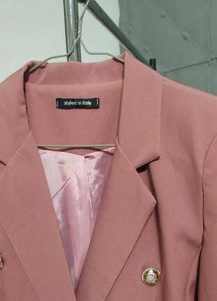 Двубортный жакет, пиджак, розовый4 фото